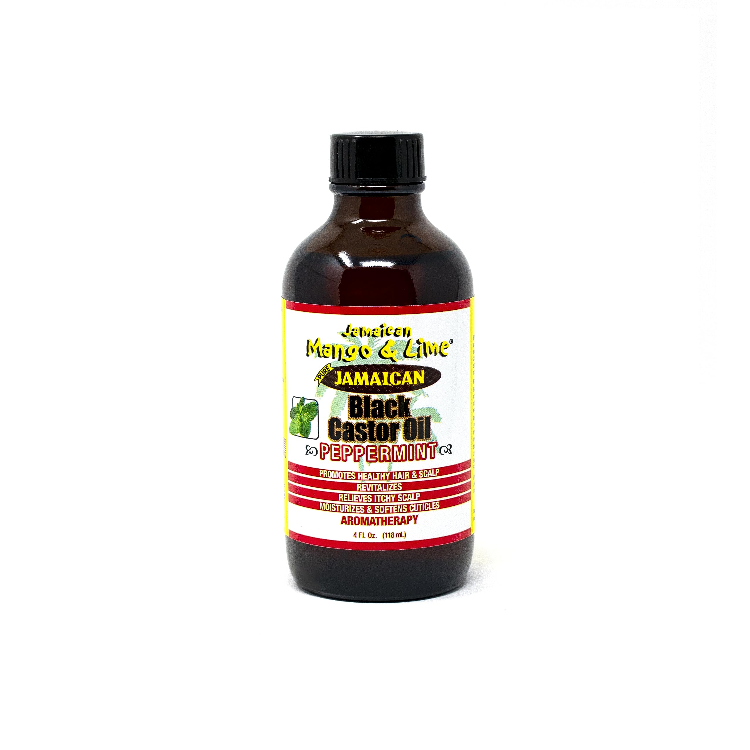 Peppermint Black Castor oil – Jamaican Mango & Lime – fast absorbing, nourishing natural oil, moisturizes dry flaky scalp & softens skin - relieves itching, repair & prevent breakage 4 oz